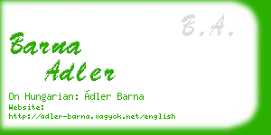 barna adler business card