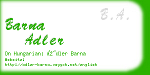 barna adler business card